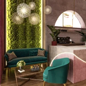 تصميم داخلي وتنفيذ لكوفي قطعة سكر