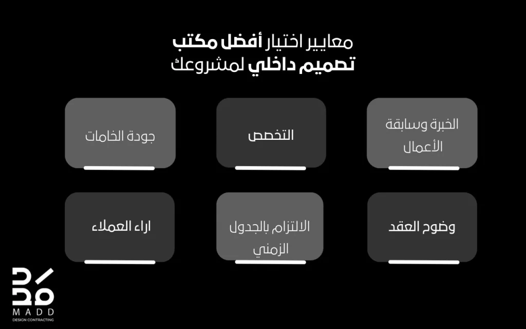 معايير اختيار أفضل مكتب تصميم داخلي