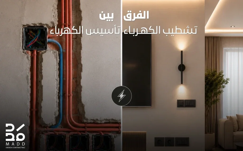 الفرق بسن تشطيب الكهرباء و تأسيس الكهرباء