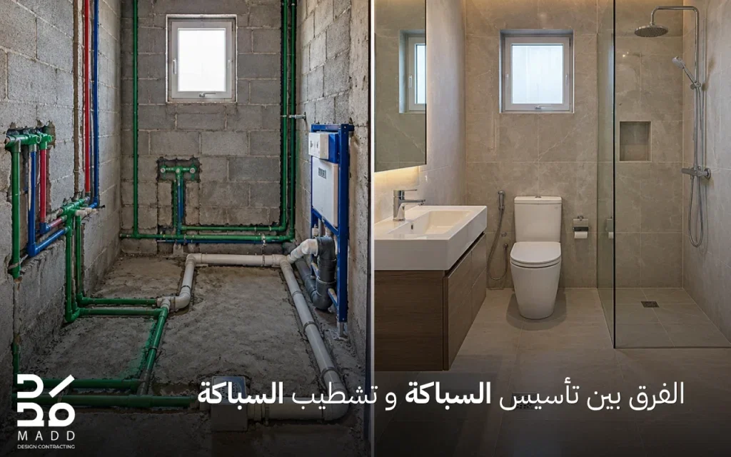الفرق بين تأسيس السباكة وتشطيب السباكة